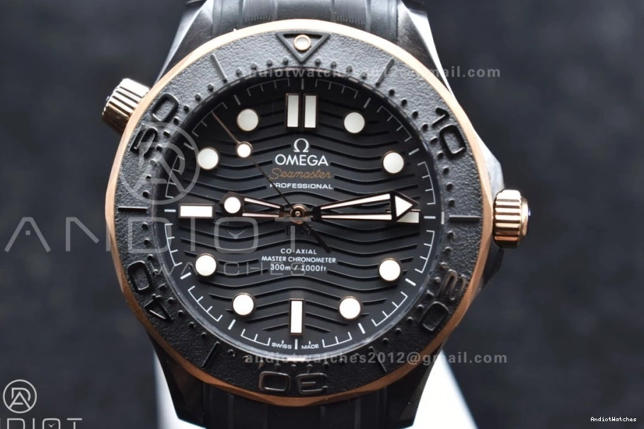 Black A Strap RG 300m Neat 1:1 Dial Seamaster Black VSF 1070 Ceramic Best on Bezel Black Edition 43.5mm Rubber 1112